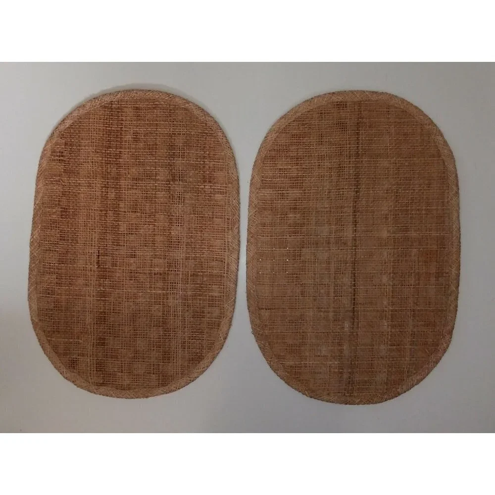 set of 2 PLACEMATS wicker Rattan WOVEN straw NWOT VINTAGE 19”x13” brown tan